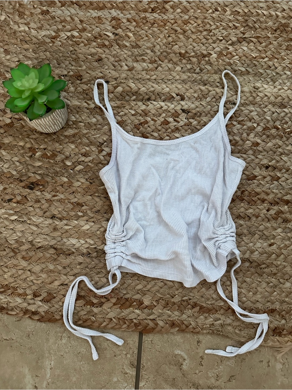 CROP KNIT RUCHED TANK